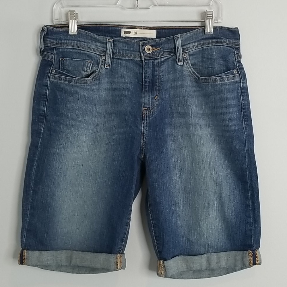 Levi's 10 bermuda cuffed rolled up jean shorts